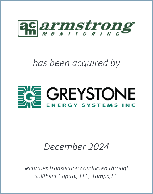 December 2024: Origin Merchant Partners acted as Financial Advisor to Armstrong Monitoring on its Sale to Greystone Energy Systems.